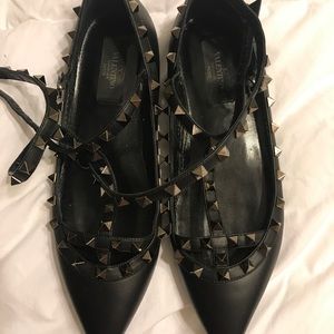 Valentino Black Studded Flats